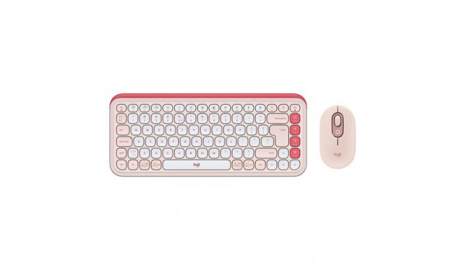 Logitech POP Icon Combo keyboard Mouse included Universal Bluetooth QWERTY US International Pink, Wh