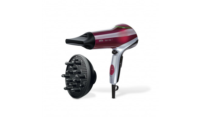 Braun HD770 hair dryer 2200 W Red, Silver