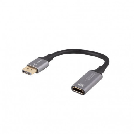 DISPLAYPORT(M)->HDMI(F) ADAPTER 4K ON CABLE 20CM SILVER LANBERG