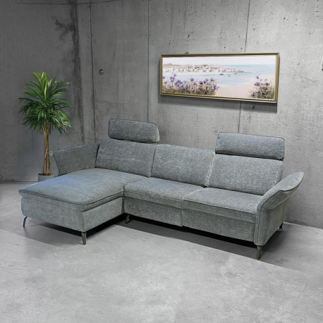 Corner sofa DAYTON RC, electric recliner, light grey