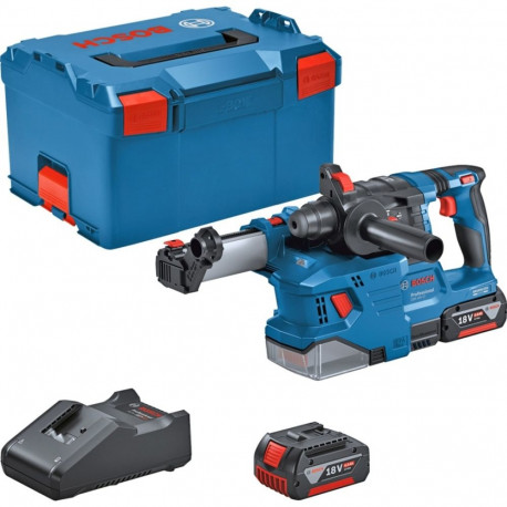 Bosch cordless hammer drill GBH 18V-22 Professional, 18Volt, with GDE 18V-12 (blue/black, 2x Li-ion