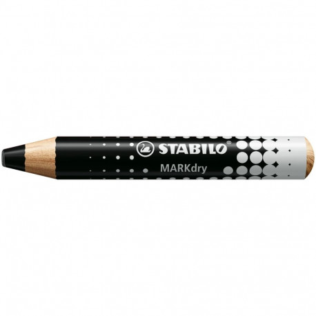 Tahvlimarker puidust STABILO MARKdry, must, südamik 10mm, teritatav, PEFC