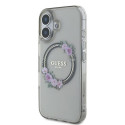 GUESS case for IPHONE 16 compatible with MagSafe GUHMP16SHFWFCK (IML Flowers Wreath) black