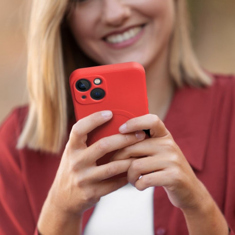 Case for iPhone 16 PRO MAX Silicone Mag Cover compatible with MagSafe red