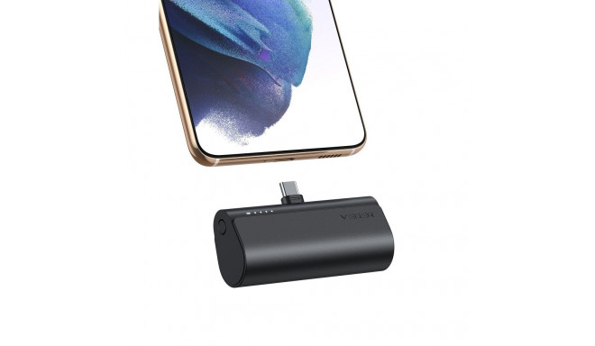 VEGER powerbank 5000 mAh with built-in connector Type C PD QC3.0 3A 20W PlugOn (W0556) black
