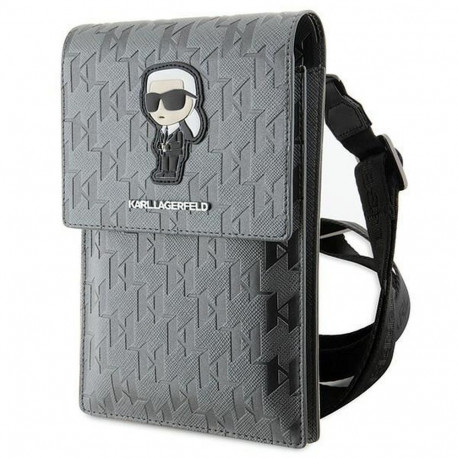 Phone case bag Karl Lagerfeld (Saffiano Mono Ikonik) silver