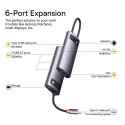 BASEUS adapter HUB 6in1 Type C WKWG030013/BS-OH040 0,15 m gray