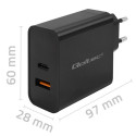 Qoltec 52381 Super Quick PD laadija | 1xUSB-C | 1xUSB| 90W | 5-20V | 2.4-4.35A | Must