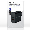 Qoltec 52381 Super Quick PD laadija | 1xUSB-C | 1xUSB| 90W | 5-20V | 2.4-4.35A | Must