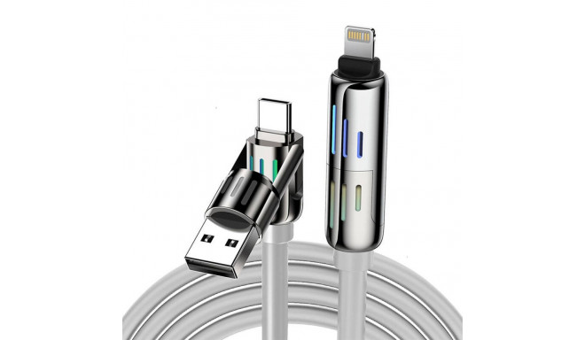 Blitzwolf BW-HDC6 4-in-1 USB-C/USB-A to USB-C/Lightning cable 1.2m 240W RGB (gray)