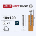 CHIPBOARD SCREW DIN571 10.0X120 WHIT ZN