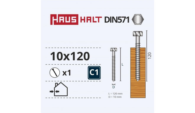 CHIPBOARD SCREW DIN571 10.0X120 WHIT ZN