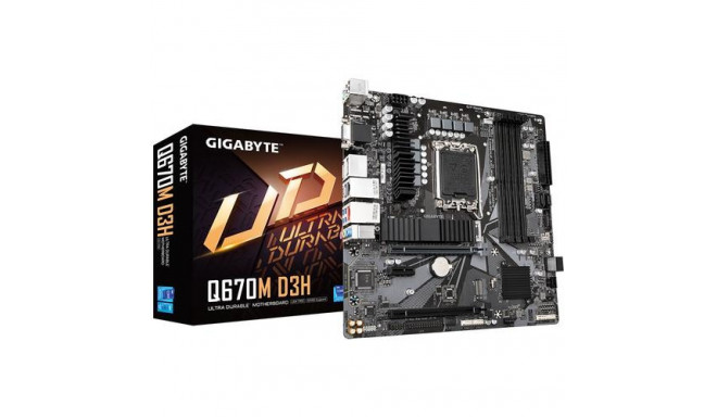 GIGABYTE Q670M D3H Motherboard - Supports Intel Core 14th CPUs, 6+1+1 Phases Hybrid Digital VRM, up 