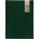 Book calendar DAY A5, hardcover, leather covers (DARK GREEN) 00035/40007