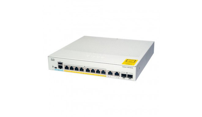 Cisco Catalyst 1000-8FP-2G-L Network Switch, 8 Gigabit Ethernet (GbE) PoE+ Ports, 120W PoE Budget, t