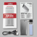 AXAGON EEM2-SG2 RAW BOX External Case for M.2 SSDs USB-C 3.2 Gen 2 - silver