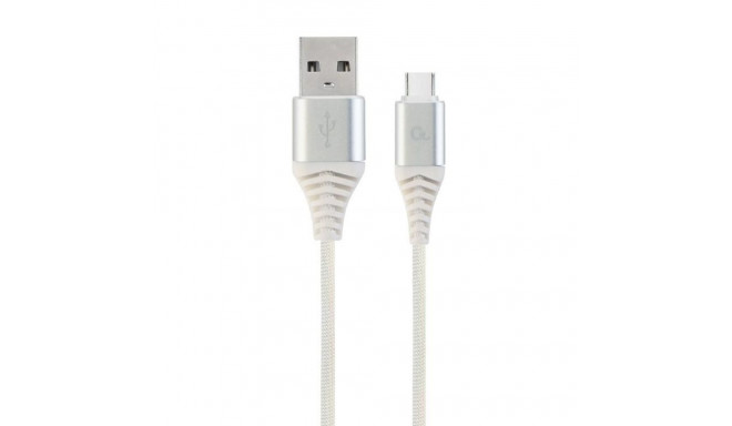 Gembird CABLE USB-C 2M SILVER/WHITE/CC-USB2B-AMCM-2M-BW2