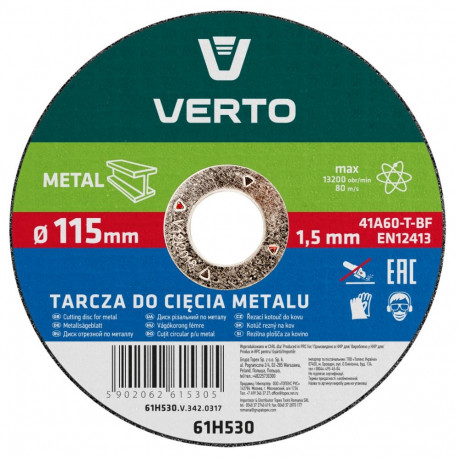 Tarcza tnąca do metalu 115 x 1.5 x 22.2 mm (5 tk.)