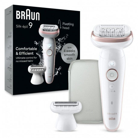 Braun epilaator Silk epil 9 SES9-030 50min 2 võimsusastet Wet & Dry, valge/roosa