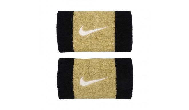 Frotki na nadgarstek Nike Swoosh Doublewide Wristbands 2 szt. czarno-złote N0001586055OS