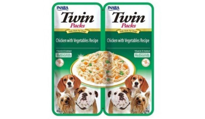 INABA Dog Twin kana köögiviljadega puljongis koera maius 2x40g