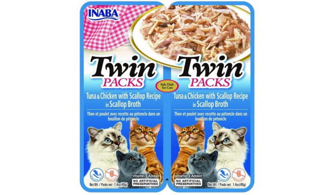 INABA CAT Twin Tuna kana ja kammkarpidega puljongis – kassimaius – 2x40g