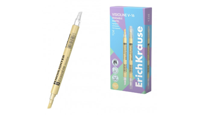 Double-ended text marker ERICH KRAUSE Visioline V-16 erasable pastel yellow