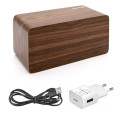 Evelatus EMC01 Digital Wood Cube Alarm Clock with humidity & temperature + USB charger Dark Wood