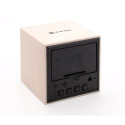 Evelatus EMC02 Digital Wood Cube Alarm Clock with temperature + USB adapter White