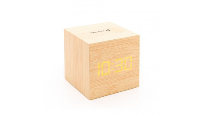 Evelatus EMC02 Digital Wood Cube äratuskell temperatuuriga + USB adapter Kollane