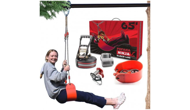 Fofana Ninja Slider Zipline Pulley āra atrakciju komplekts, 20m