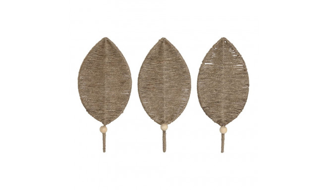 Wall mounted coat hanger Home ESPRIT Natural Jute Metal 12 x 4 x 26 cm