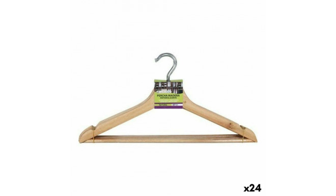 Set of Clothes Hangers Confortime Non-slip Brown Wood 3 Pieces (24 Units)