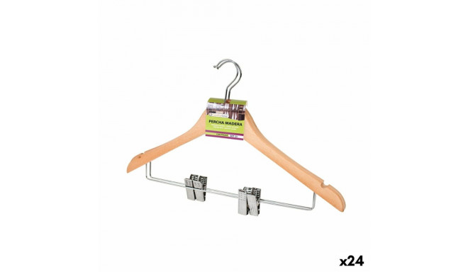 Set of Clothes Hangers Confortime Brown Clamps Wood 2 Pieces (24 Units)