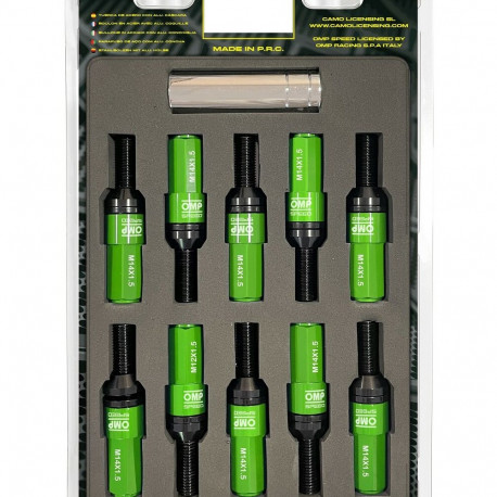 Screw kit OMP OMPS09981408 28 mm Green M14 x 1,50
