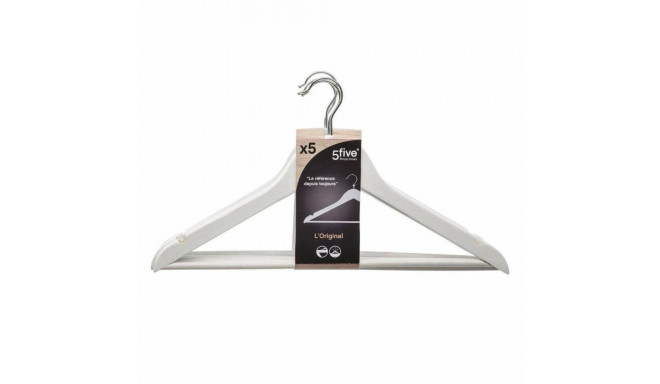 Set of Clothes Hangers 5five 44,5 x 23,5 x 1,5 cm Metal White 5 Units