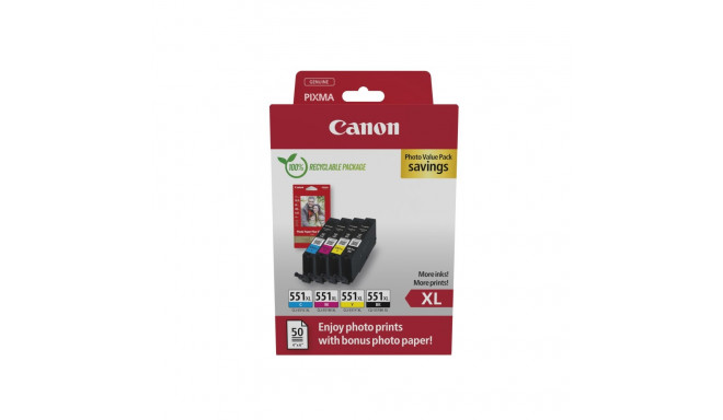 Tint Canon CLI-551XL CMYK Multipack (Cyan/Magenta/Yellow/Black) suuremahulised MG5450/5655/6350/6650