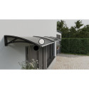 Canopy over the door, black, with transparent polycarbonate, width 2178 mm, Conos