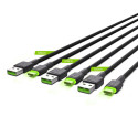 Green Cell komplekt 3x Ray USB-C 120cm kaabel rohelise LED-taustvalgustusega, kiirlaadimine Ultra Ch