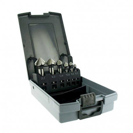 Tivoly süvistite komplekt – 6-osaline, Ø6.3–20.5mm, 90° nurk, HSS-E5 koobalt, DIN 335C