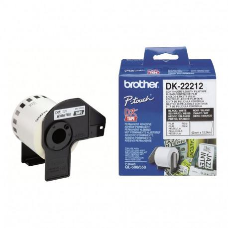 BROTHER DK22212 valged kile lõputud etiketid QL550 QL500 jaoks 62mmx15.24m