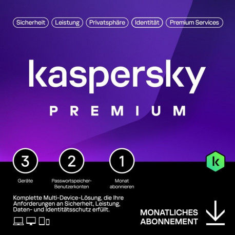 "Kaspersky Premium – 3 Devices, 1 Month - Subscription (ABO) – ESD-DownloadESD"