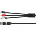 "PYTHON USB-C/USB-A > USB-C/USB Micro-B/Lightning (ST-ST) 1m Ladekabel Textilmantel Schwarz"