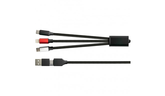 "PYTHON USB-C/USB-A > USB-C/USB Micro-B/Lightning (ST-ST) 1m Ladekabel Textilmantel Schwarz"