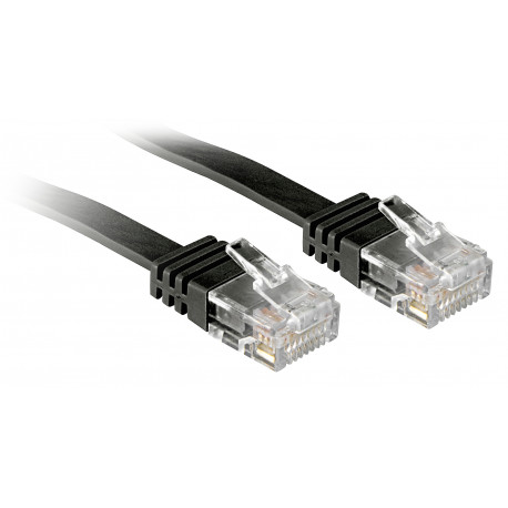 Lindy U/UTP Flat PatchCord Cat6. CU. Black. 0.3m