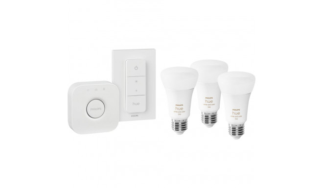 Philips Hue mostek + 3x E27 9W RGBW + switch