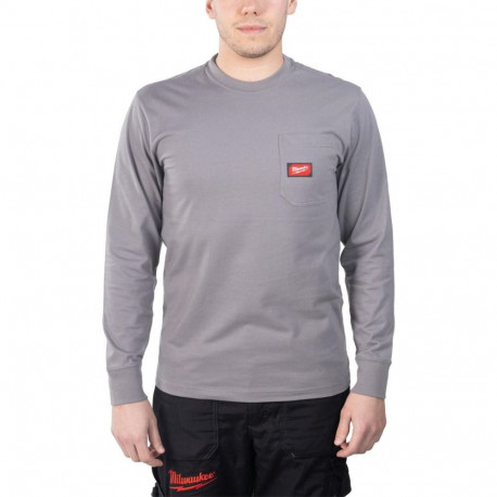MILWAUKEE LONG SLEEVE POCKET T-SHIRT - LIGHT GREY WTLSGR-XL
