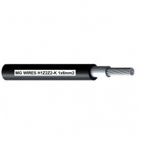 Photovoltaic cable // MG Wires // 1x6mm2, 0,6/1kV black H1Z2Z2-K-6mm2 BK, package 100m