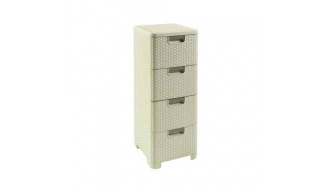CURVER BOOKCASE WITH 4 DRAWERS 4x14L /CREAM