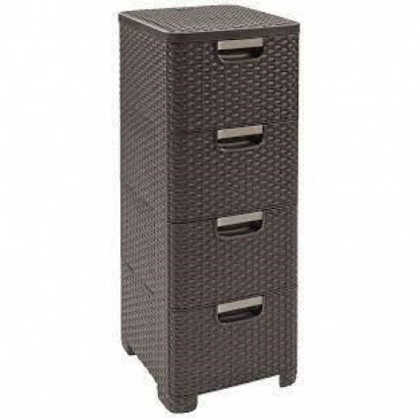 CURVER BOOKCASE WITH 4 DRAWERS 4x14L /DARK BROWN